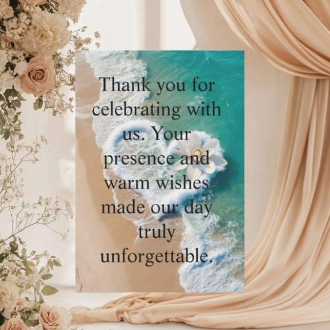 Beach Wedding Monogram Hearts in the Sand Magnet T Dankeskarte (Von Creator hochgeladen)