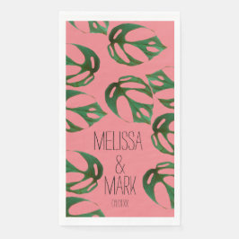 Beach Wedding Monstera Paare Name Serviette