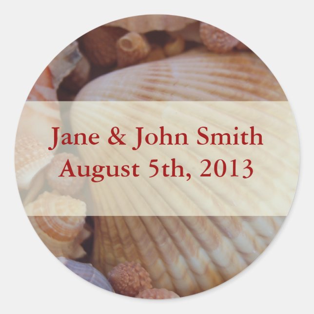 Beach Wedding Multicfarbred Seashell Stickers (Vorderseite)