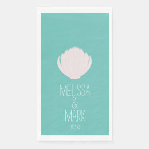 Beach Wedding Muschel Paare Name Serviette