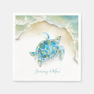 Beach Wedding Napkins Ocean Sea Turtle Serviette
