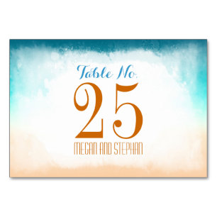 Beach Wedding Ombre Tischnummer Cards Platzkarten