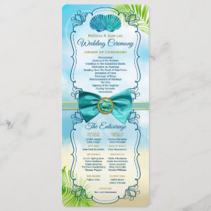 Beach Wedding Order of Ceremony Entourage Gem Bow Programm