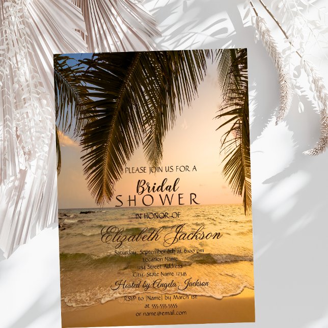 Beach Wedding, Palm Sunset Brautparty Einladung (Von Creator hochgeladen)