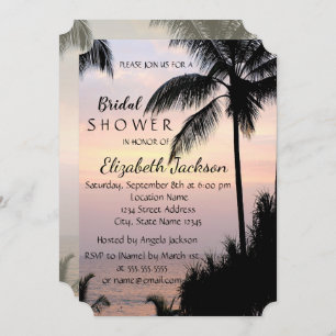 Beach Wedding Palms Sunset Brautparty Einladung