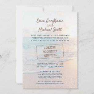Beach Wedding Passport Briefmarke bei Zuhause Einladung