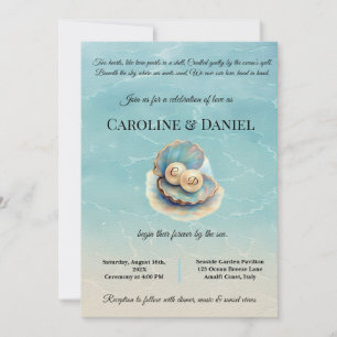 Beach Wedding Pearls Muschel Elegantes Ocean Thema Einladung