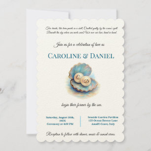 Beach Wedding Pearls Muschel Elegantes Ocean Thema Einladung