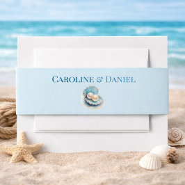 Beach Wedding Pearls Muschel Elegantes Ocean Thema Einladungsbanderole