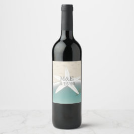 Beach Wedding Personalisiert Wine Bottle Labels Weinetikett