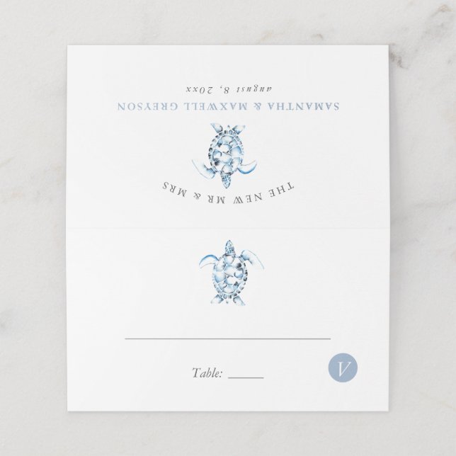 Beach Wedding Platzkarten Meal Choice Sea Turtle (Außenseite Aufgefaltet)