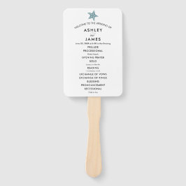 Beach Wedding Program Fan mit Starfish, Blue Gray Fächer