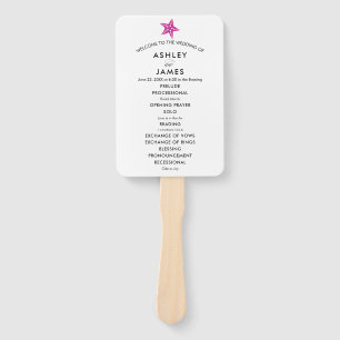 Beach Wedding Program Fan mit Starfish, Fuchsia Fächer