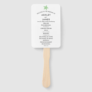 Beach Wedding Program Fan mit Starfish, Green Fächer