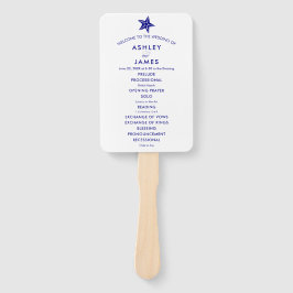 Beach Wedding Programm Fan mit Starfish, Navy Blue Fächer