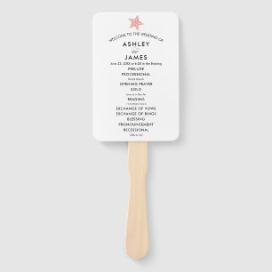 Beach Wedding Programm Fan mit Starfish, Rosa Fächer