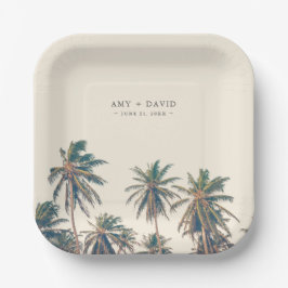 Beach Wedding Reception Palm Tree Personalized Pappteller