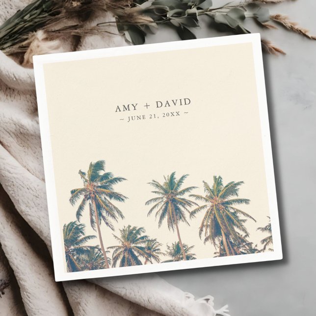 Beach Wedding Reception Palm Tree Personalized Serviette (Beach Wedding Reception Palm Tree Personalized Napkins)