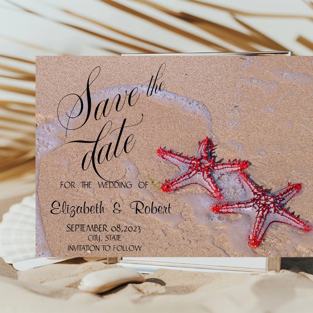 Beach Wedding Red Starfish Save the Date (Von Creator hochgeladen)