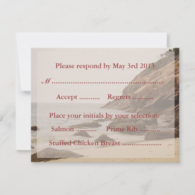 Beach Wedding Repair Cards - Rocky Beach RSVP Karte (Vorderseite)