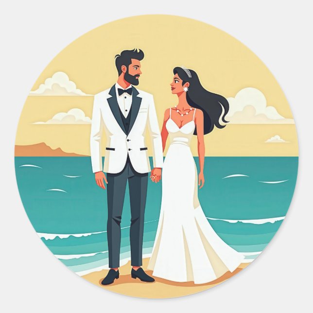 Beach Wedding Romance Sticker (Vorderseite)
