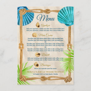 Beach Wedding Rope Empfang Dinner Party Course Menükarte