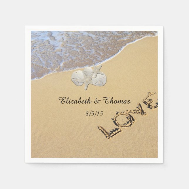 Beach Wedding, Sand Dollar, Starfish Napkins Serviette (Vorderseite)