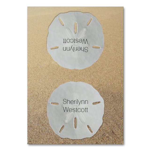 Beach Wedding Sand Dollar Zelte Platzkarten Tischnummer (Vorderseite)