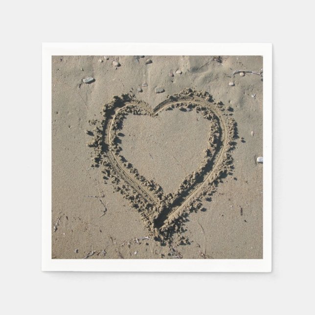 Beach Wedding Sand Heart Paper Napkins Serviette (Vorderseite)