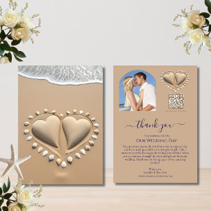 Beach Wedding Sand Hearts Einladung