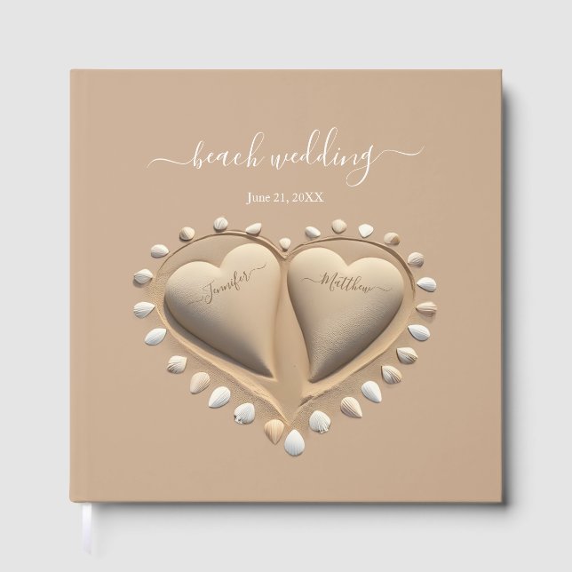 Beach Wedding Sand Hearts Gästebuch (Vorderseite)