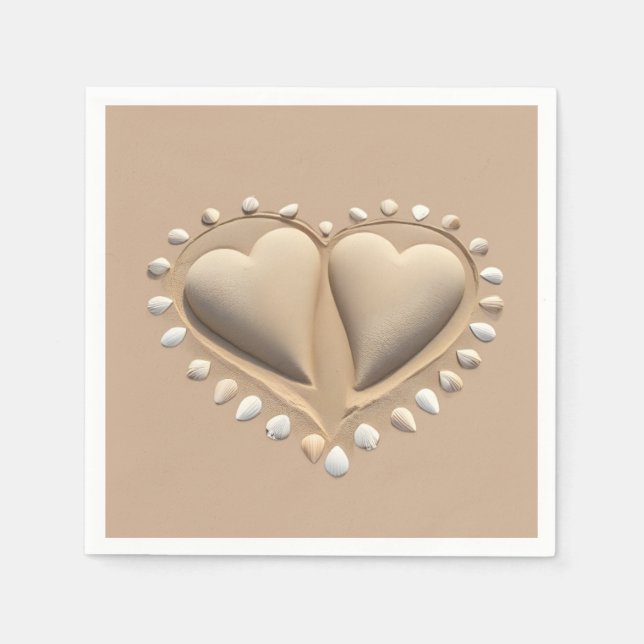 Beach Wedding Sand Hearts- Serviette (Vorderseite)
