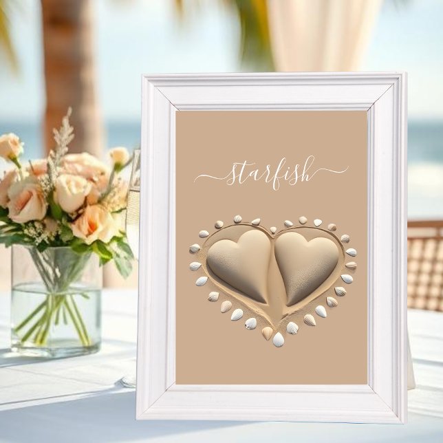 Beach Wedding Sand Hearts- Tischnummer (Beach Wedding Sand Hearts- Table Name)