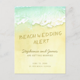 Beach Wedding Sand Ocean Waves Save the Date Ankündigungspostkarte