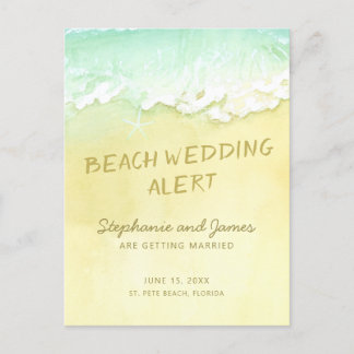 Beach Wedding Sand Ocean Waves Save the Date Ankündigungspostkarte