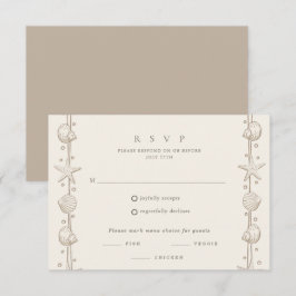 Beach Wedding Sand Seashell Menu RSVP Karte