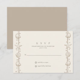 Beach Wedding Sand Seashell RSVP Karte