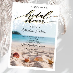 Beach Wedding, Sand, Seashells Brautparty Einladung