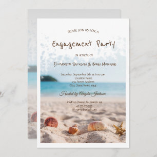 Beach Wedding, Sand, Seashells Verlobung Einladung
