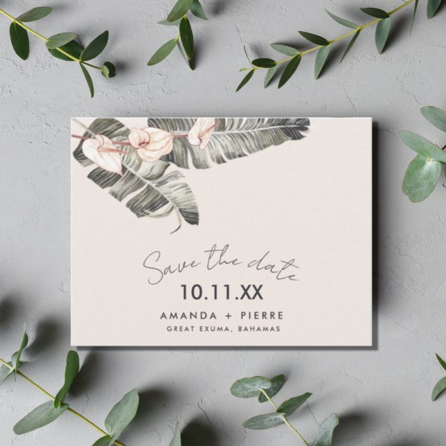 Beach Wedding Save the Date Ankündigungspostkarte (Von Creator hochgeladen)