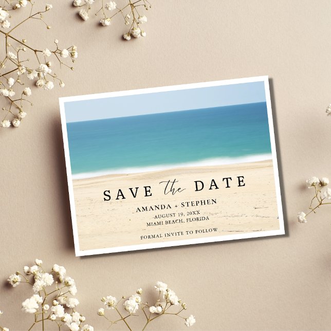 Beach Wedding Save the Date Ankündigungspostkarte (Von Creator hochgeladen)