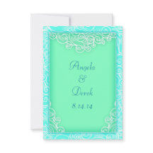 Beach Wedding Save the Date Aqua und Green Waves