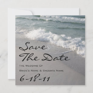 Beach Wedding Save the Date - Ocean Waves & Sand