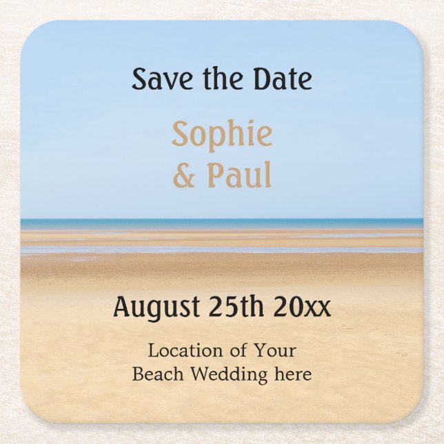 Beach Wedding Save the Date Paper Untersetzer (Vorderseite)