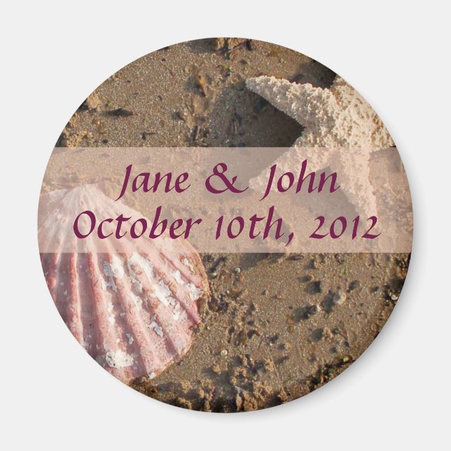 Beach Wedding Save the Date Sea Muschel Magnet (Vorne)