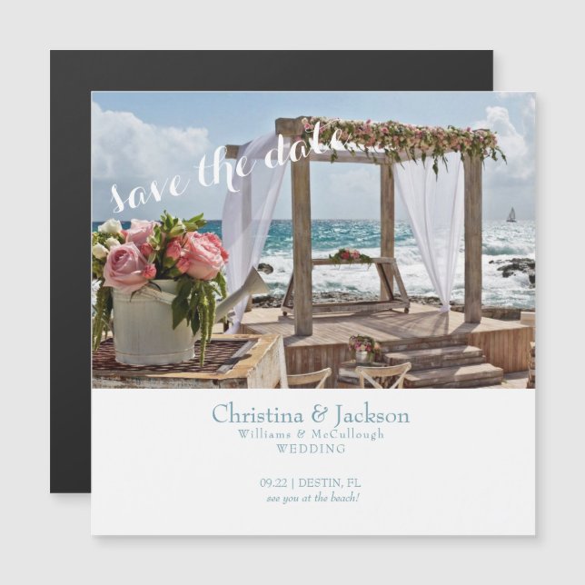 Beach Wedding Save the Date Wedding Magneteinladung (Vorne/Hinten)
