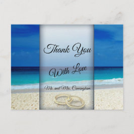 Beach Wedding Scene with Rings Danke - Postkarte