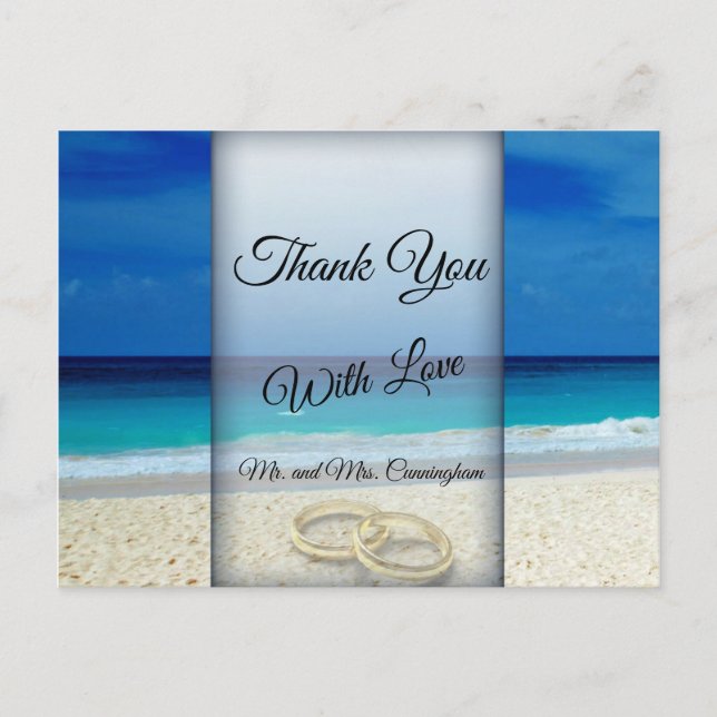 Beach Wedding Scene with Rings Danke - Postkarte (Vorderseite)