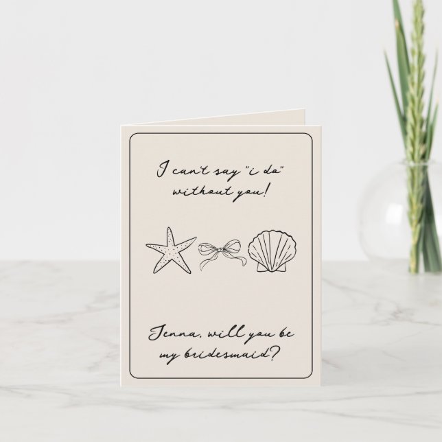 Beach Wedding Seashell Bridesmaid Vorschlagskarte Dankeskarte (Vorderseite)