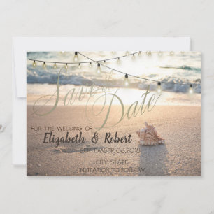 Beach Wedding, Seashell String Light Save the Date